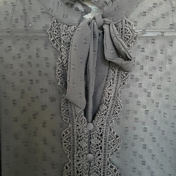 Zara sheer blouse with buttons and neck tie - Picture 3 of 5